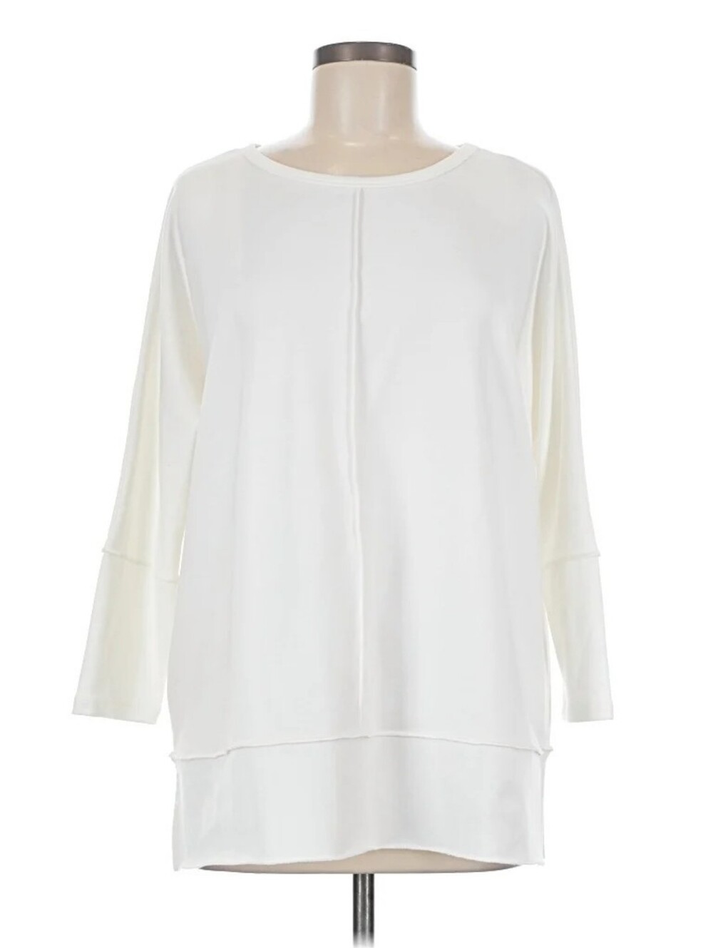 Spanx Women's Relaxed White French Terry Long-Sleeve Tunic Top